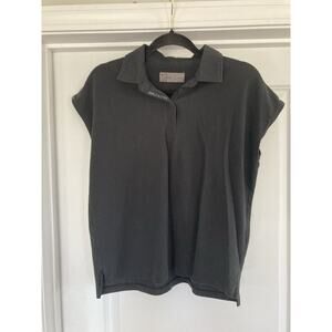 FIGS FIGSPRO Classic Pique Ella Scrub Polo Top Women's Small Black Pima Cotton